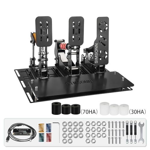 SIMSONN PRO Sim Racing Pedals PC Racing Simulator Pedals Pressure Sensor 200KG Load Cell Brake Pedal HE Hydraulic Pedal - Black