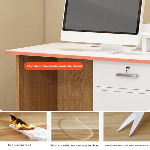Reception Desk, Front Desk Reception Counter with Led Lights and Lockable Drawer, L-shap Checkout Counter, Portable Podium Stand, for Office, Beauty Salon, Lobby