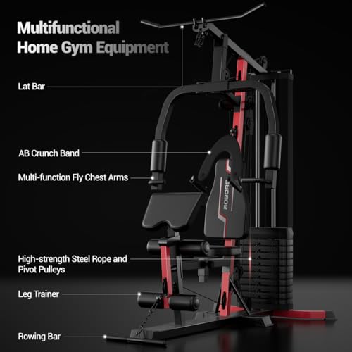 Home Gym System with 160LB Weight Stack, Multifunctional All-in-One Workout Station, Full Body Strength Training System
