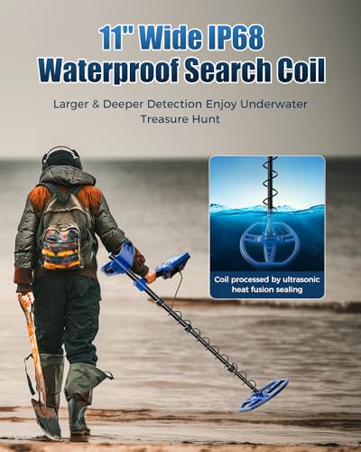 Metal Detector for Adults (German Patent 2024) - Professional Gold and Silver Detector with LCD Display, High Accuracy Waterproof Pinpoint 5 Modes, 10" Coil Lightweight Metales Detectors