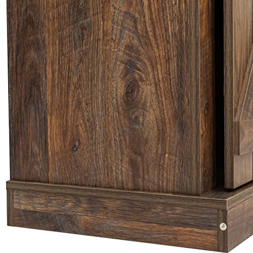 Yoglad Wooden Farmhouse Style 53.9 Inch TV Stand Storage Shelves, Entertainment Center Television Stands with Sliding Wood Barn Doors, Cabinet Console for Living Room Bedroom, Rustic Natural (04)