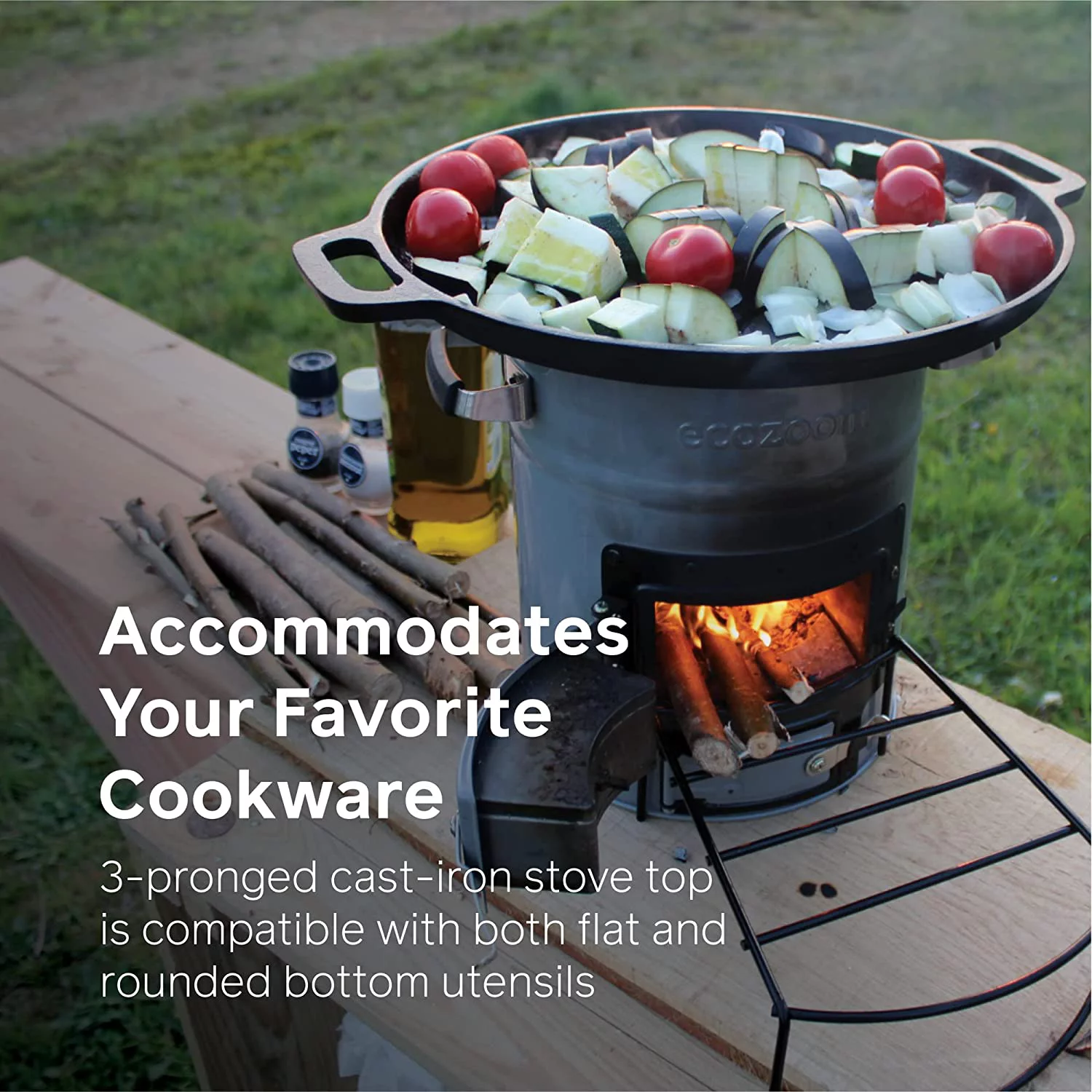 Rocket Stove, Portable Camp Stove for Outdoor Cooking, Versa Dual-Fuel (Wood & Charcoal)