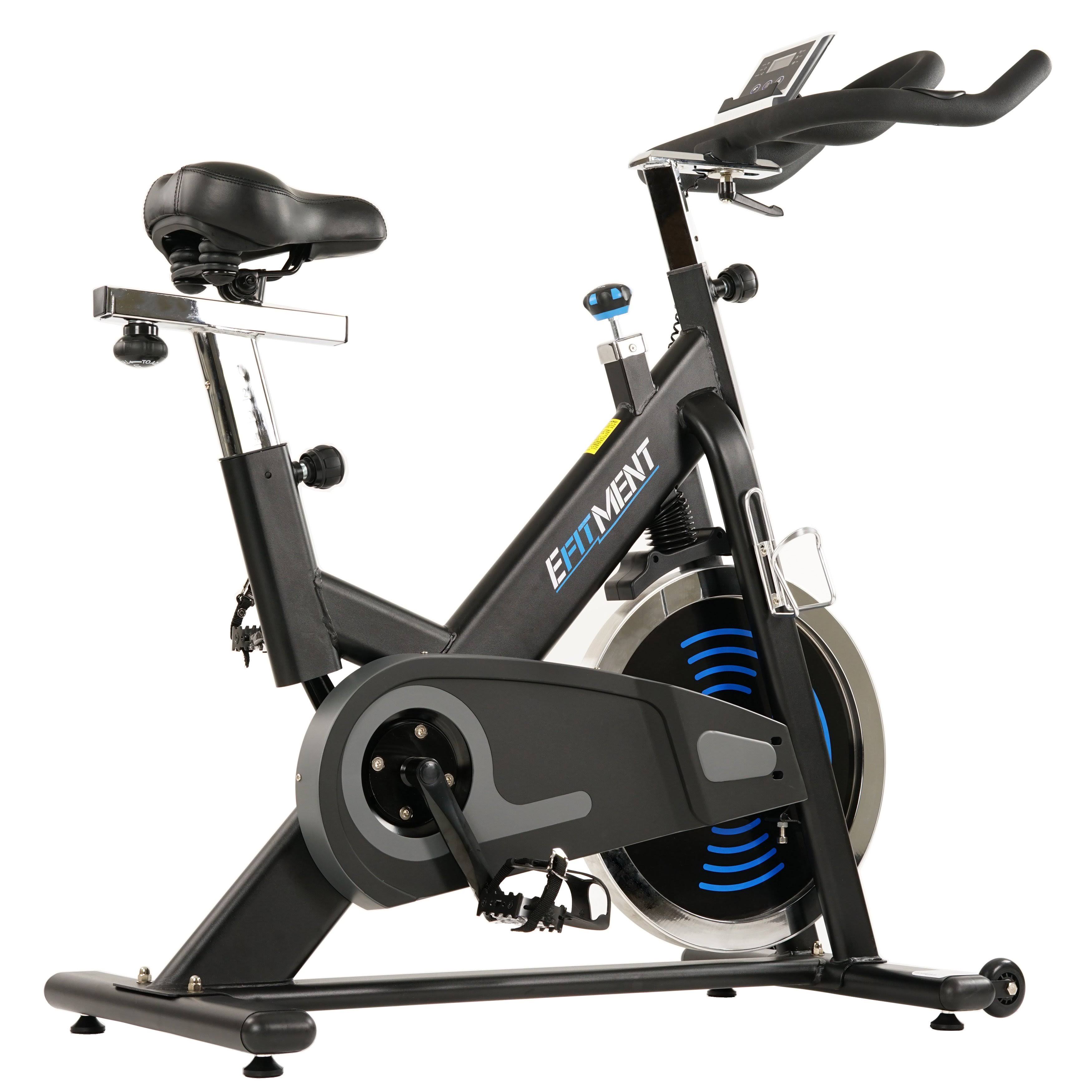 EFITMENT Indoor Cycle Bike, Magnetic Cycling Trainer Exercise Bike w/ 40 lb Flywheel, Belt Drive and LCD Monitor with Tablet Hol