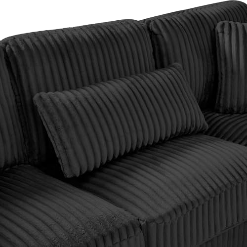 Oversized U-Shaped Sectional Sofa Couch Plush Corduroy Upholstered Modular Deep Seat Sofa&Couch Sectional W/Right Facing Chaise Lounge and 7 Toss Pillows for Home Apartment Living Room Furniture Sets