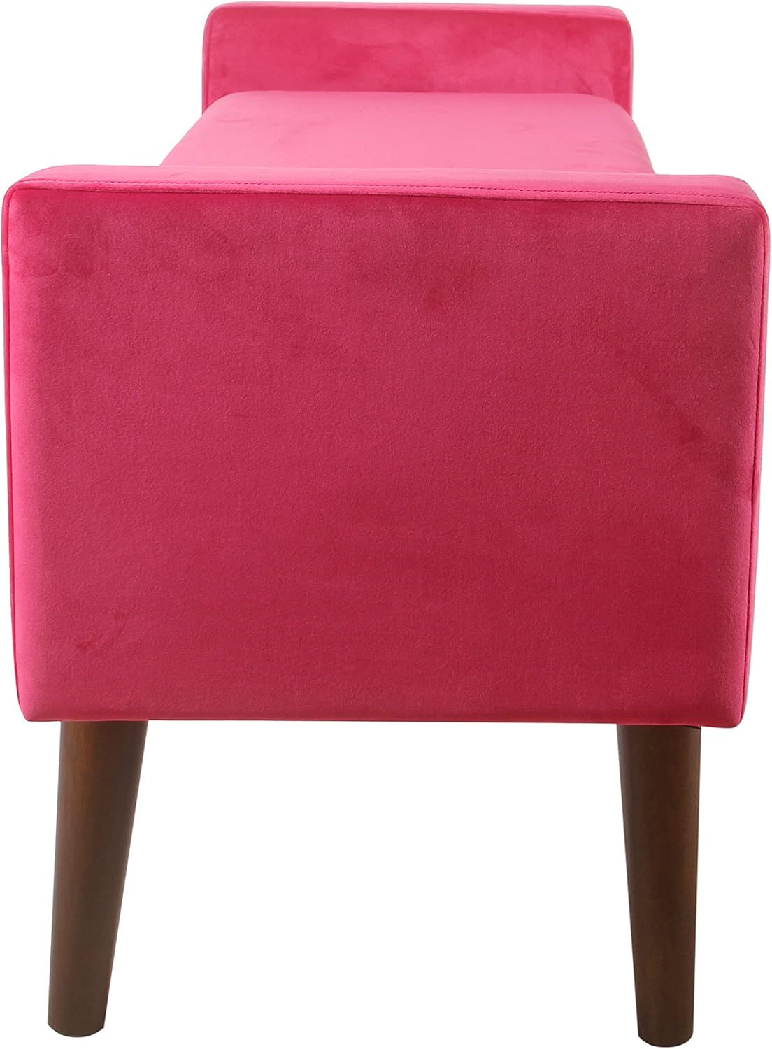 HomePop Home Decor | Upholstered Modern Velvet Storage Ottoman Bench | Ottoman Bench with Storage for Living Room & Bedroom | Decorative Home Furniture, Pink Velvet.