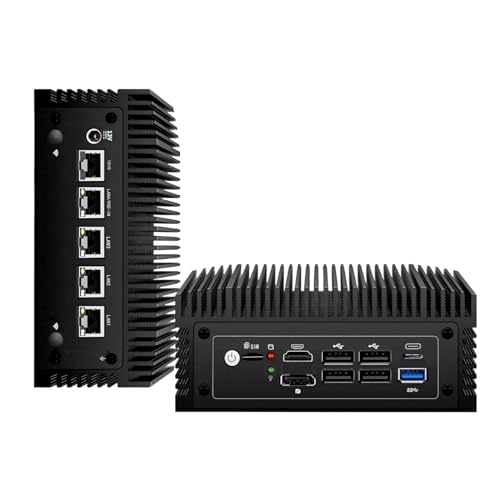 FORTEKCHEKIN N100 Mini PC Home Firewall Appliance, 12th Gen CPU Fanless N100 Mini PC Pfsense Router, 4 LAN Computer POE in, I225 2.5GbE, 1xRJ45 COM, 1xUSB-C, 5 x USB, HD+DP