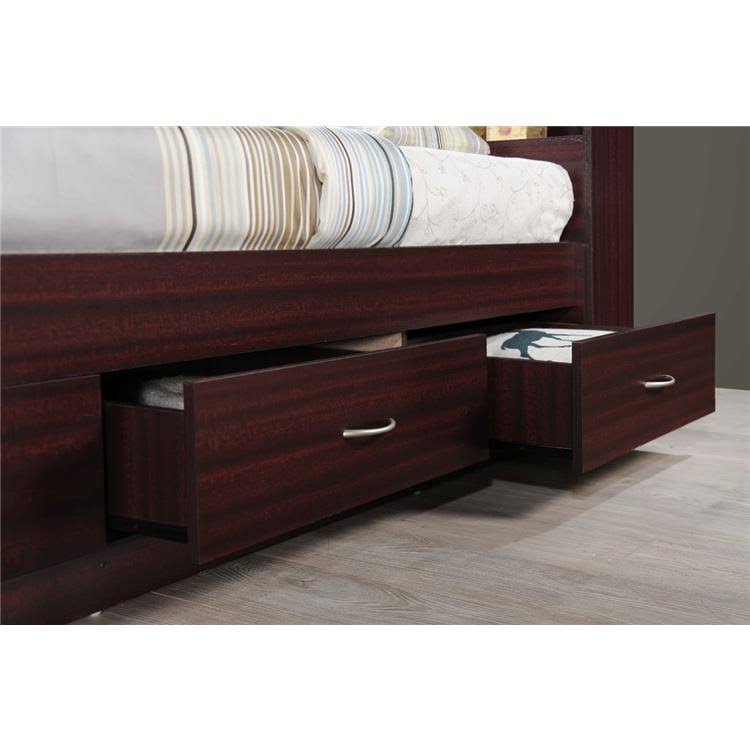 Hodedah Twin-size Captain Bed with 3-Drawers and Headboard (Mahogany)