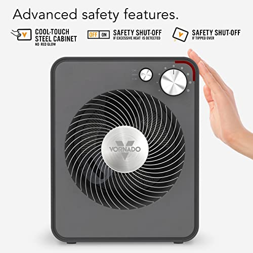 Vornado VMH300 Whole Room Metal Heater with 2 Heat Settings and Adjustable Thermostat, Storm Gray
