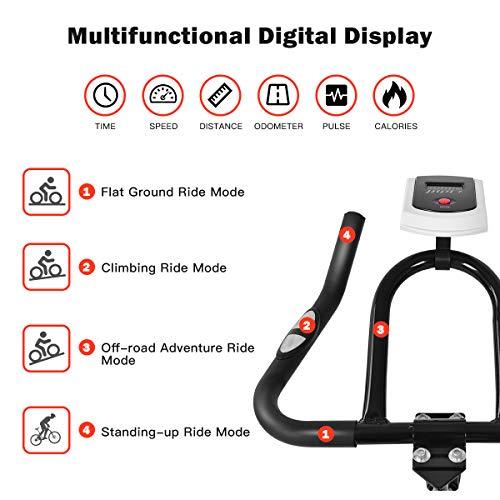 Indoor Bike Trainer Exercise Bicycle Fitness Cycling Smooth Belt Driven with Bottle Holder LED Display for Home Weight Loss Fitness Equipment