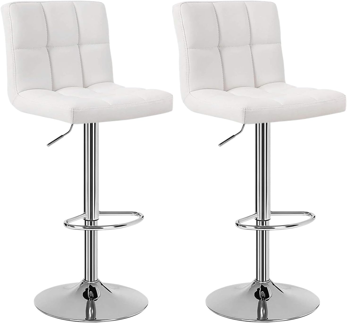 Huracan Bar Stools Set of 2 White Bar Chairs with Arms Swivel Counter Height Stools Adjustable Bar Stool with Back Bar Chair Armrest Modern Island Chairs for Kitchen 360 Degree (Black/White, 2pcs)