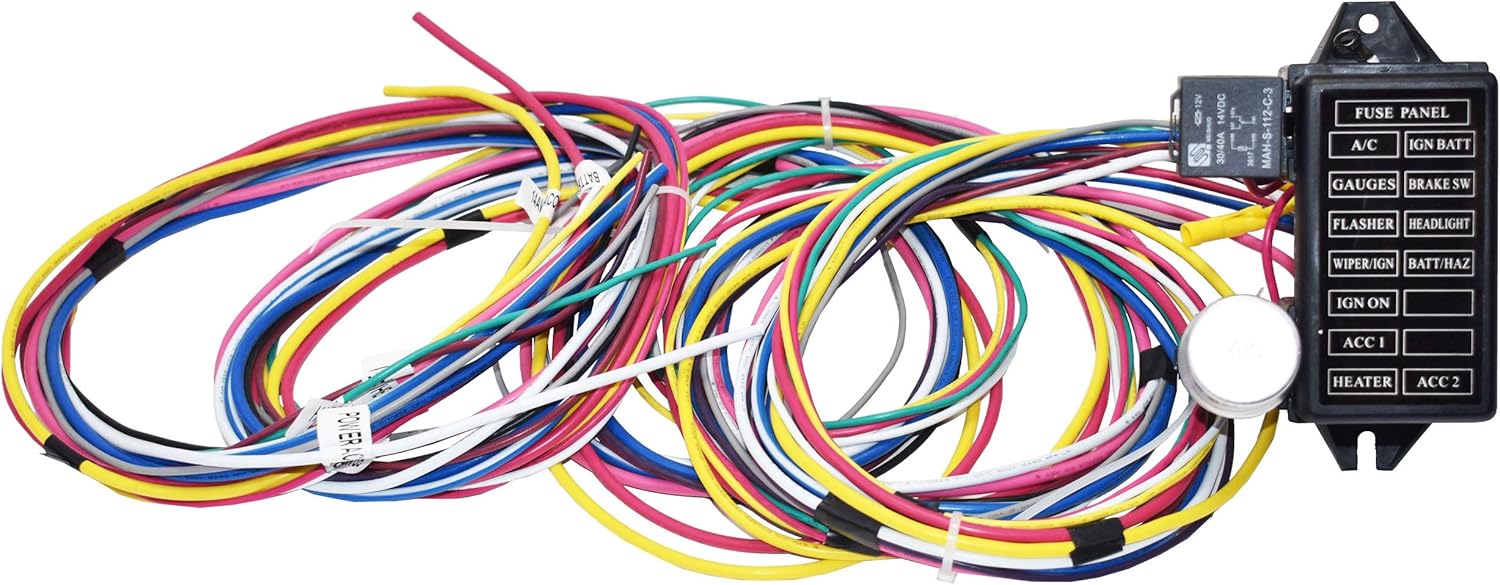 A-Team Performance - 12 Circuit Universal Wire Harness XL Wires - Compatible with Street Rods, Classic Cars, Hot Rods, Car or Truck Project Pack of 2