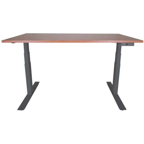 Titan A6 Adjustable Sit/Stand Desk 60"x30" Cherry Wood Finish Black Frame