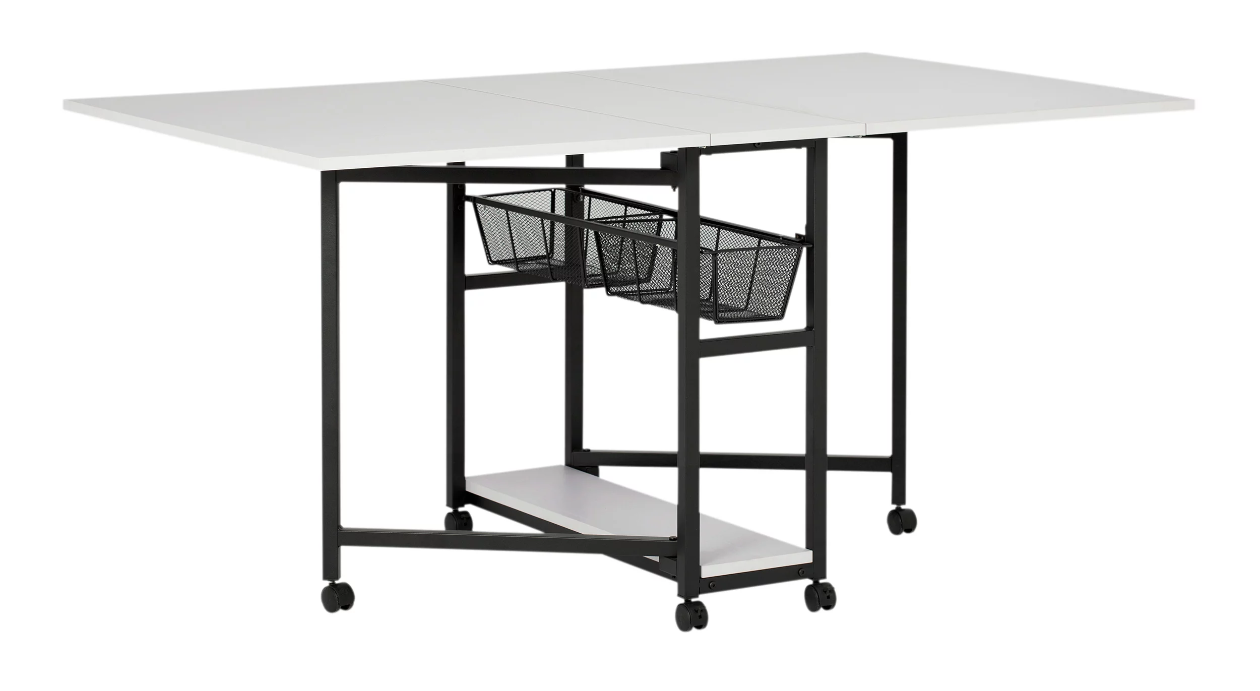 Sew Ready Mobile Fabric Cutting Table with Storage 30" H in Charcoal/White