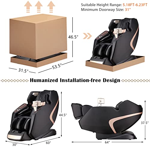 Giantex 3D Full Body Massage Chair, Zero-Gravity Massage Recliner Chair w/ 7'' Touch Screen & SL Track, 12 Auto Mode (Black + Brown)
