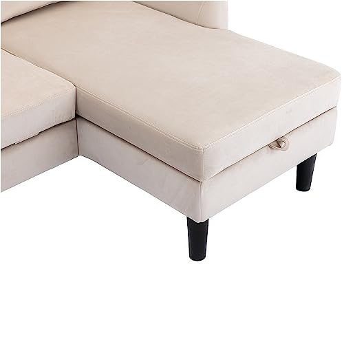 P PURLOVE 3 Seats Sleeper Sectional Sofa with Pull Out Bed,Upholstered L Shape Sofa,Sectional Corner Sofa Couch with Storage Chaise Lounge and Pocket,for Living Room,Small Space