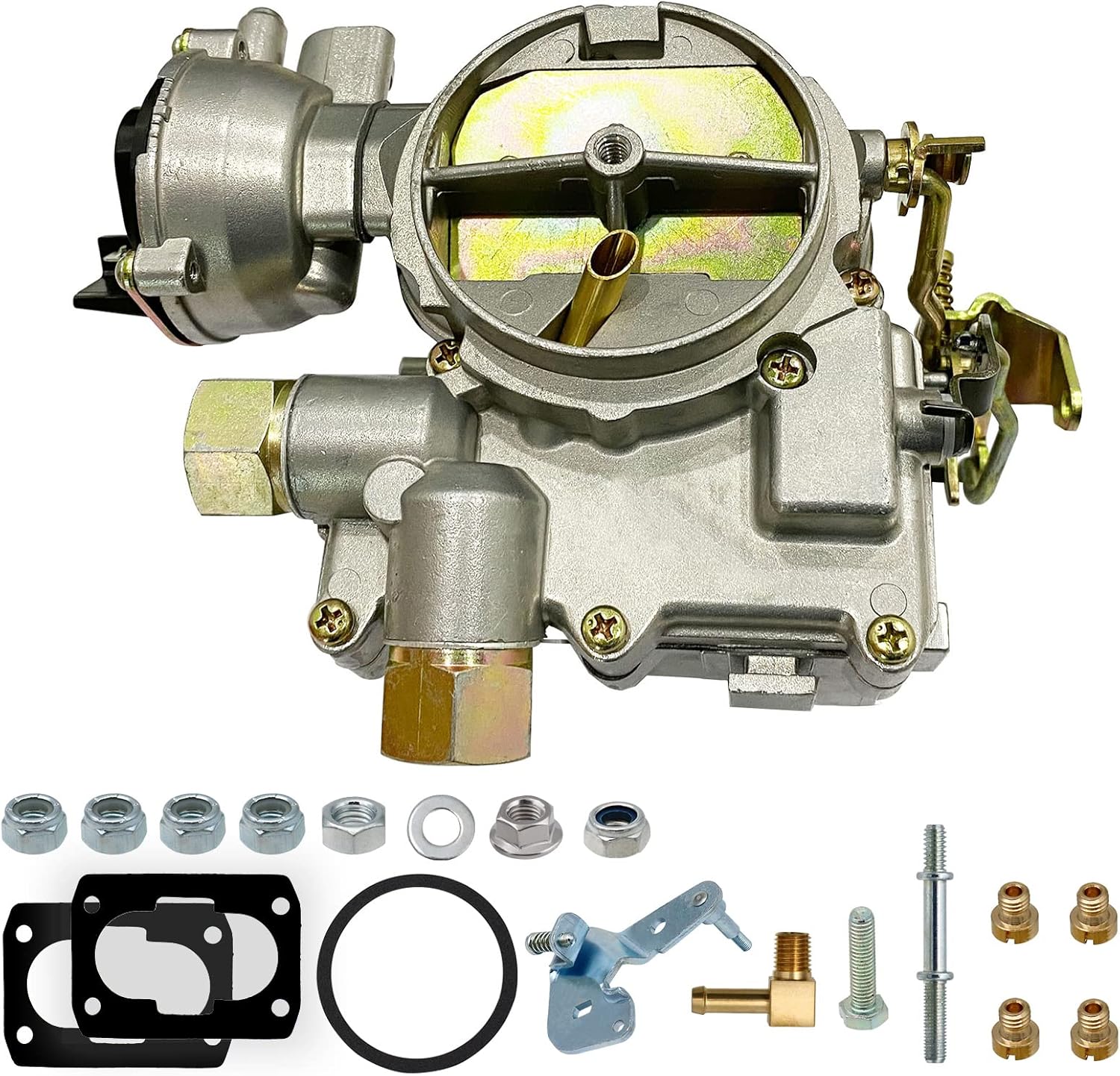 NENKUTEN Marine Carburetor 2 Barrel Carb for Mercruiser 3.0L/2.5L 4 CYL Engines Electric Choke with Jets Long Linkage and Gaskets nut Replace 3310-864940A01
