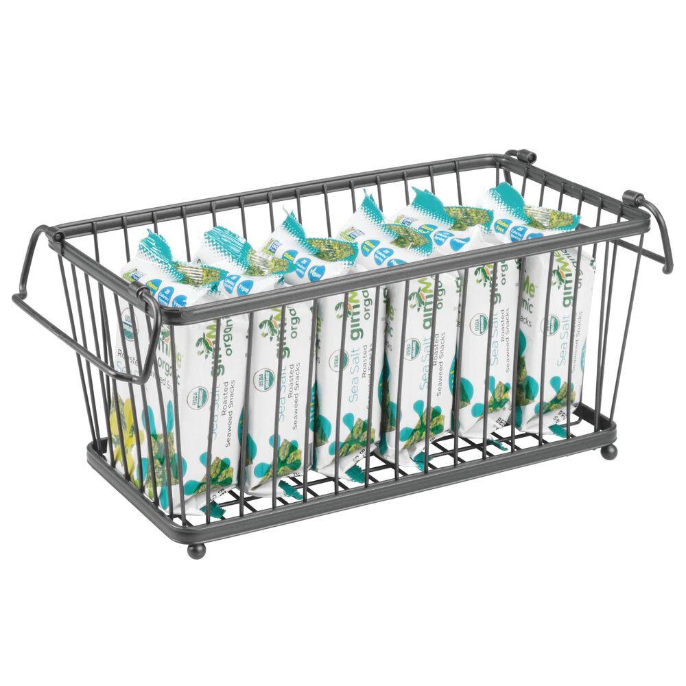 mDesign Stackable Metal Food Storage Basket with Handles