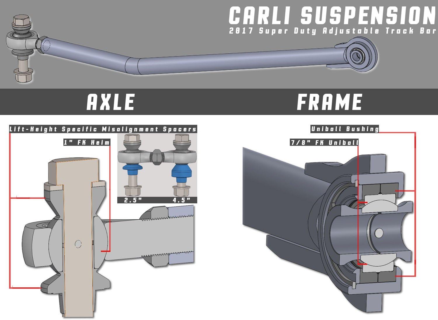 Carli Suspension 05-16 Ford F250/F350 Adjustable Front Track Bar