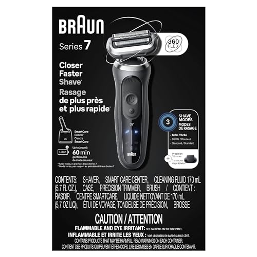Braun Electric Shaver for Men, Series 7 7171cc, Wet & Dry Shave, Turbo & Gentle Shaving Modes, Waterproof Foil Shaver with Precision Trimmer, Space Grey