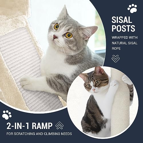 Allewie 68 Inches Cat Tree/House and Towers for Big Feline/Scratching Post/Multi-Level Large Kitty Climbing Tree with Condo/Smokey Grey