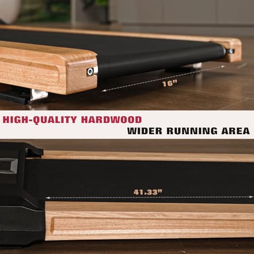 Walking Pad, Under Desk Treadmill with High Sound Quality Speaker, Exquisite Wood Treadmills for Home Small, Max 300LBS Capacity, Installation-Free with LED Light Strap Display
