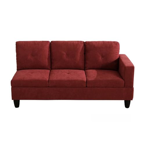 Red Flannelette 3-Piece Living Room Sofa Set (C+S)