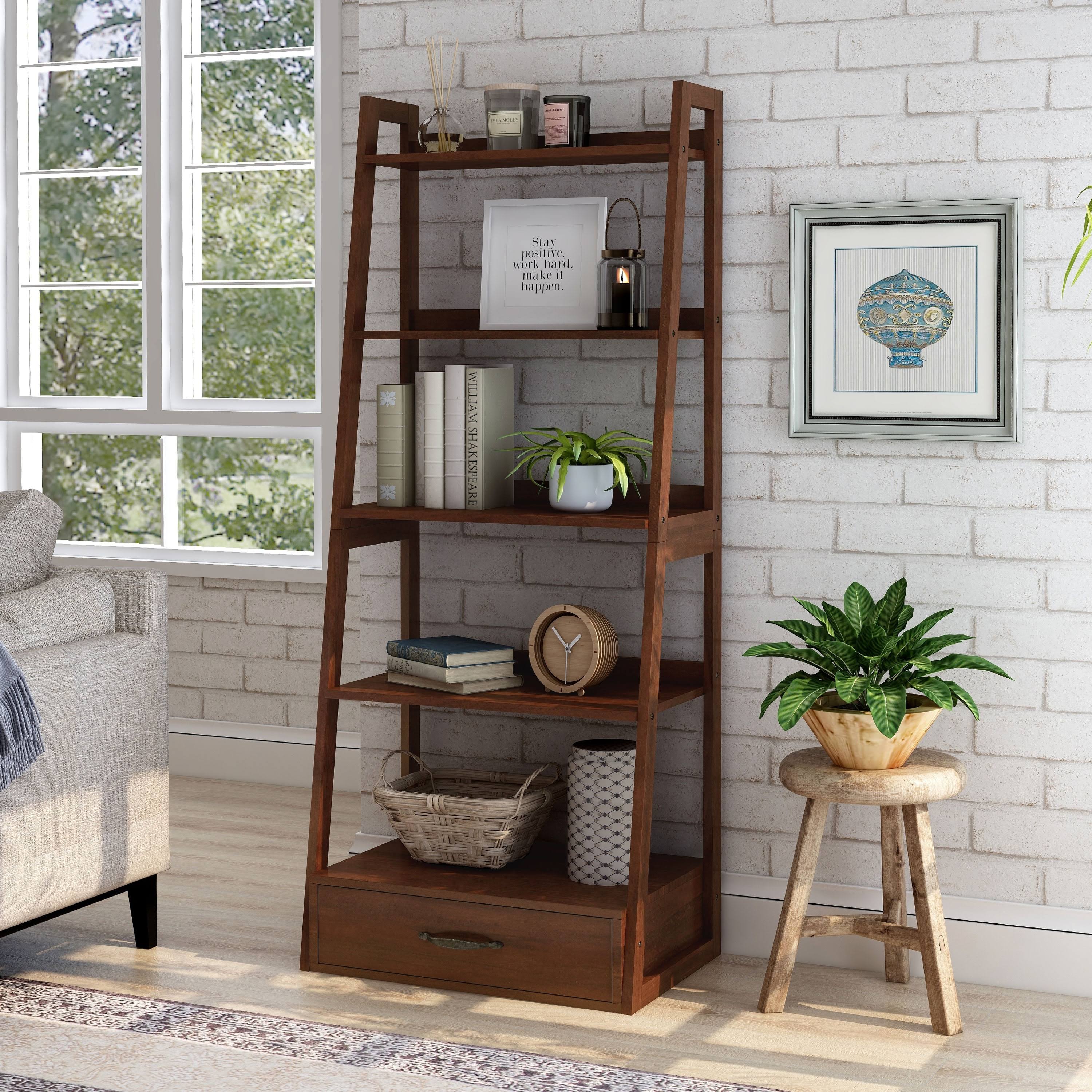 Copper Grove Stryi Contemporary 5-Tier Ladder Bookshelf - Cherry