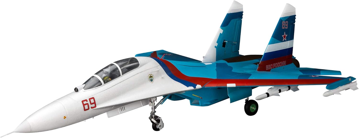 E-flite RC Airplane SU-30 Twin 70mm EDF BNF Basic (Transmitter, Battery and Charger not Included) with AS3X & Safe Select, 1100mm, EFL01050