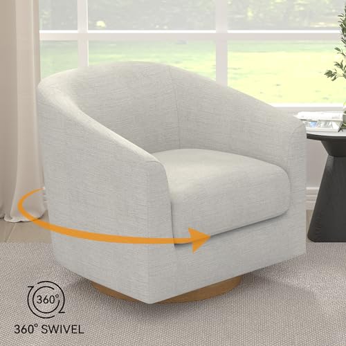 Swivel Accent Chair, Upholstered Barrel-Curved Chair with Arm and Backrest, Comfy Club Chair for Living Room, Reading Room, Bedroom, Fog Grey
