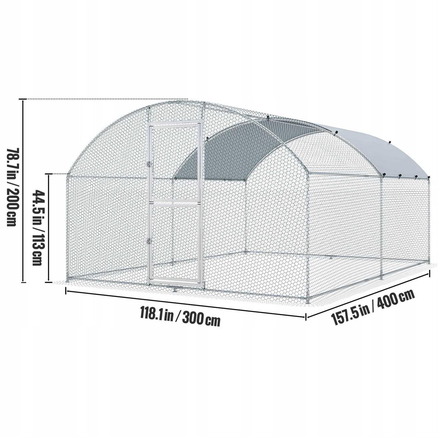 VEVOR Large Metal Chicken Coop with Run Walkin Chicken Coop for Yard with Waterproof Cover - Pet Supplies online store