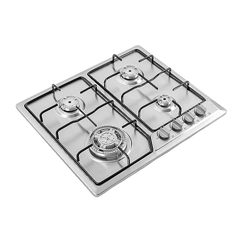 22″x20″ Built in Gas Cooktop 4 Burners Stainless Steel Stove NG/L-P-G Gas Hob Cooktop Kitchen Built-In Cook Stove Easy to Clean