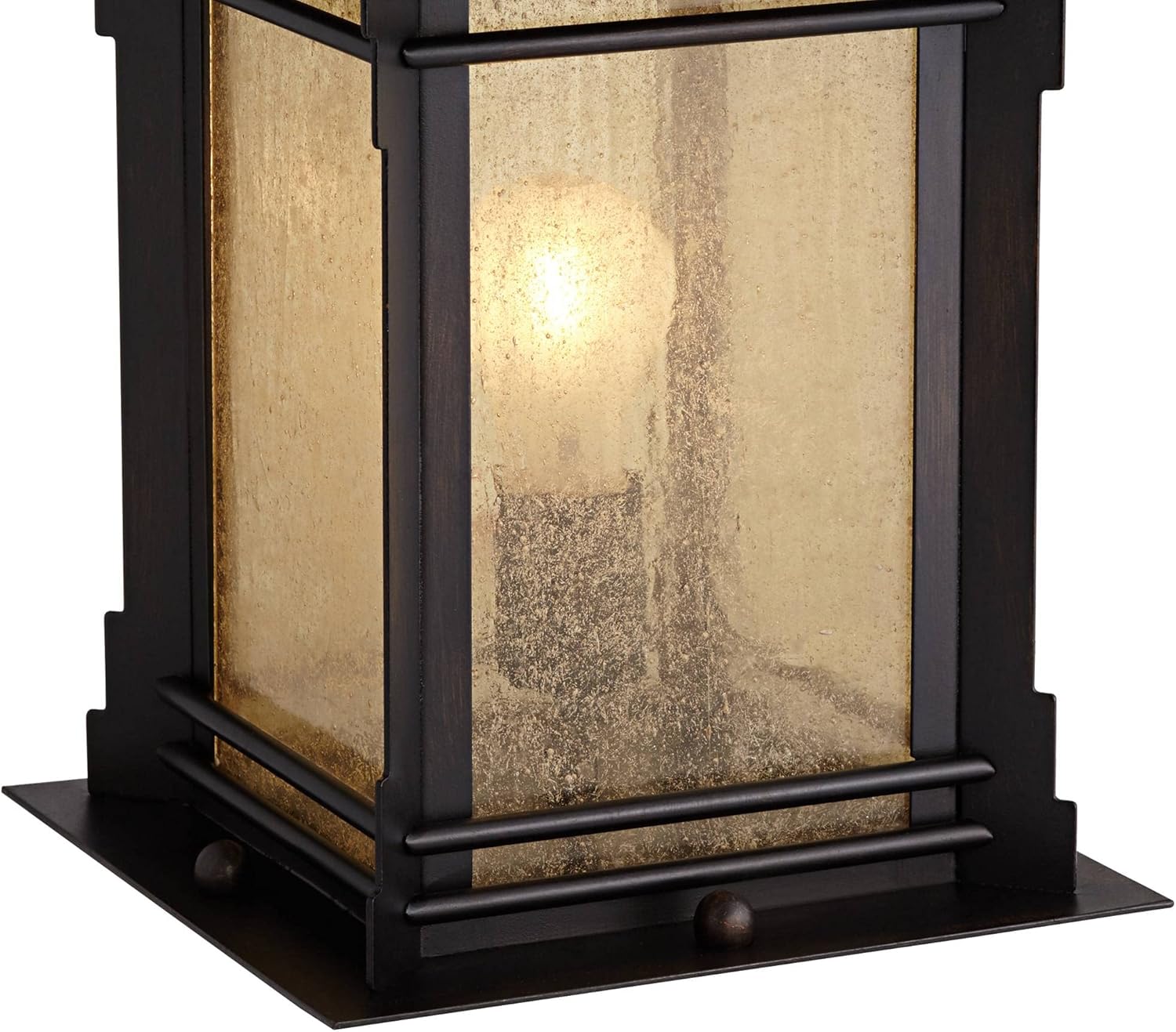 Franklin Iron Works Hickory Point Rustic Farmhouse Outdoor Pier Mount Light Fixtures Set of 2 Walnut Bronze 16 1/2" Frosted Cream Glass for Exterior Barn Deck House Porch Yard Patio Outside Garage