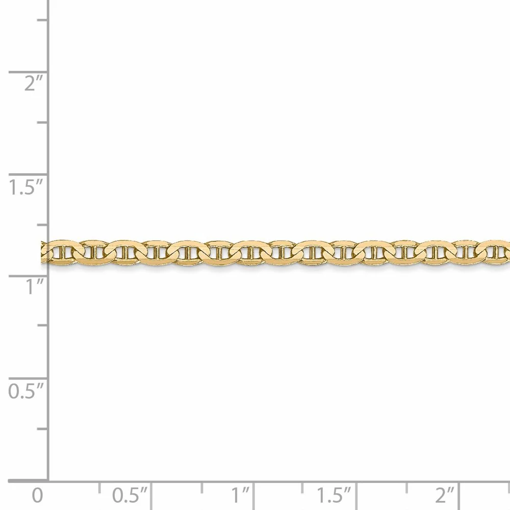 Leslie's Real 14kt Yellow Gold 3mm Concave Anchor Chain; 22 inch; Lobster Clasp; for Adults and Teens; for Women and Men