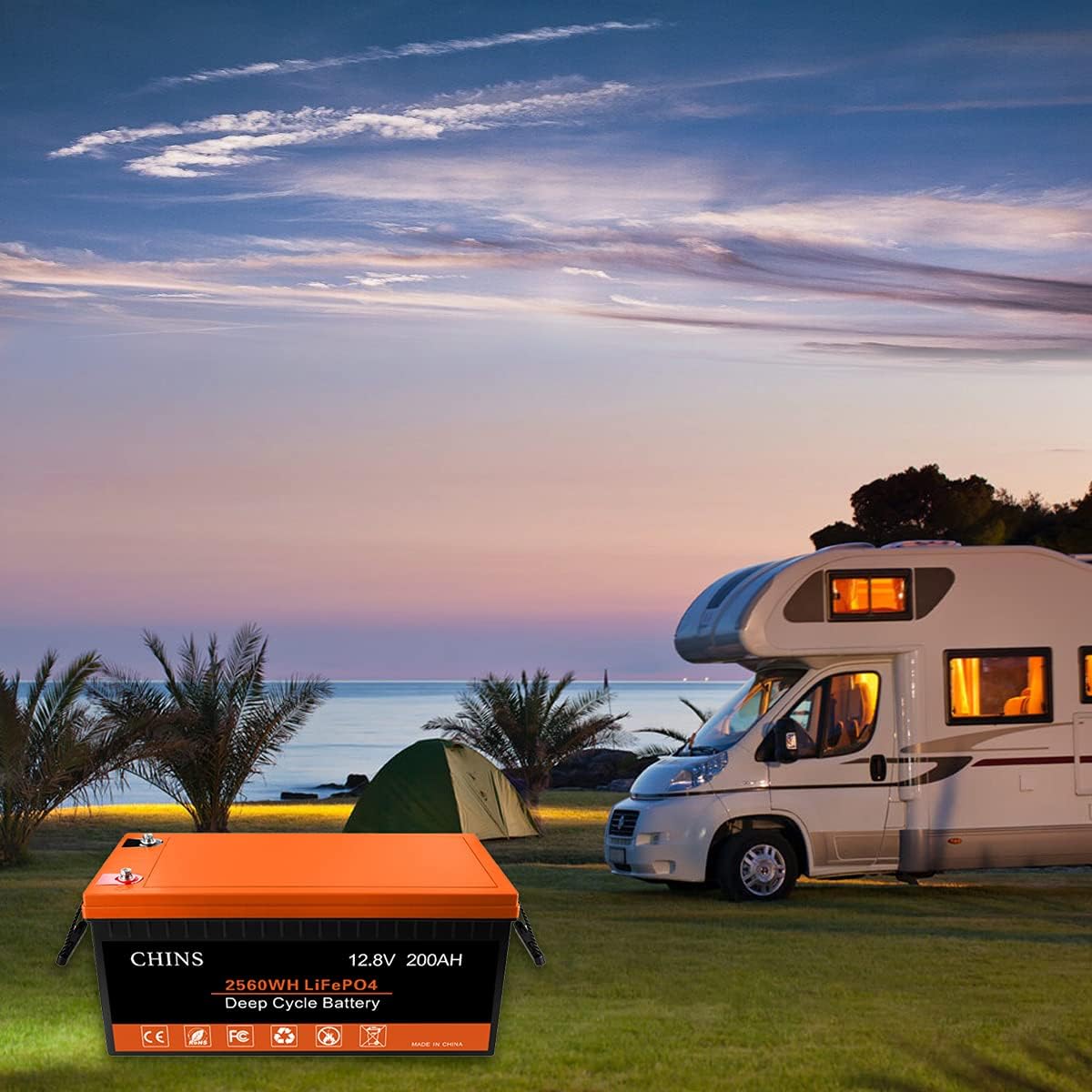 CHINS LiFePO4 Battery 24V 200Ah Lithium Battery - Built-in 200A BMS, 2000+ Cycles, Each battery Can Support 5120W Power Output, Perfect for RV, Home Storage and Off-Grid