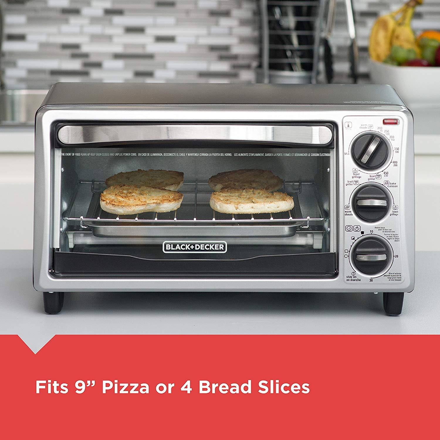 Black+decker To1313Sbd 4-Slice Toaster Oven, Includes Bake Pan,