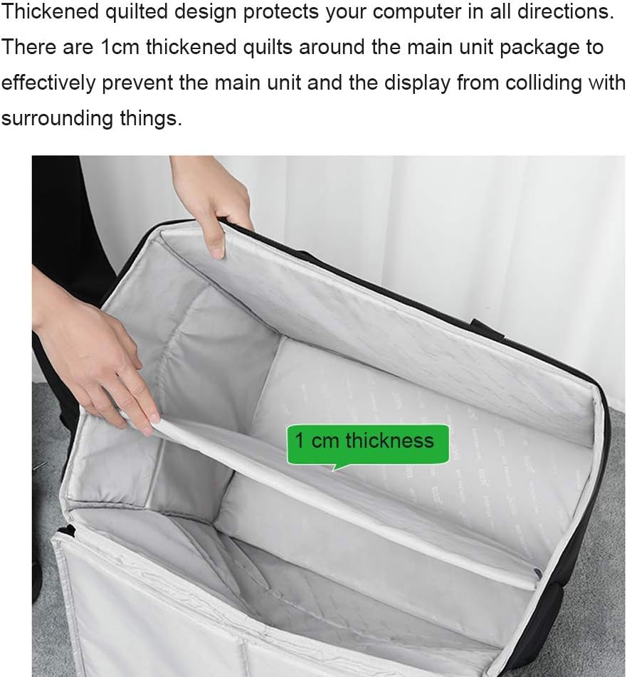Buwico Desktop PC Computer Travel Storage Carrying Case Bag with Wheels for Computer Main Processor Case, Monitor, Keyboard and Accessories (27 Inch)