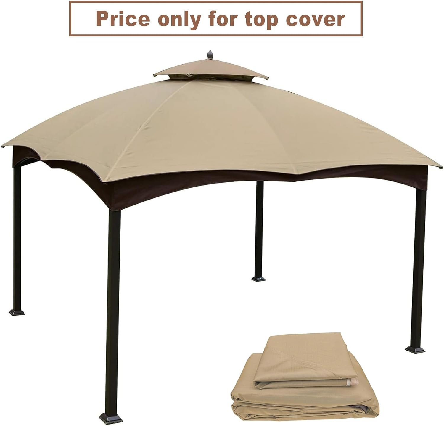 10x12 Ft Outdoor Patio Gazebo Replacement Canopy,Double Tiered Gazebo Tent Roof Top Cover Only(Frame Not Include)