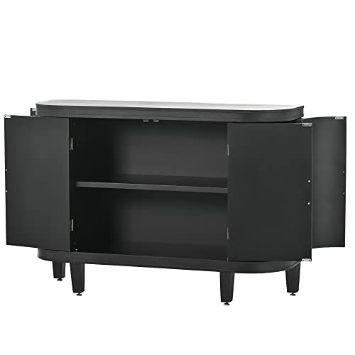 Accent Storage Cabinet Sideboard Wooden Cabinet with Antique Pattern Doors for Hallway, Entryway, Living Room Accent Furniture