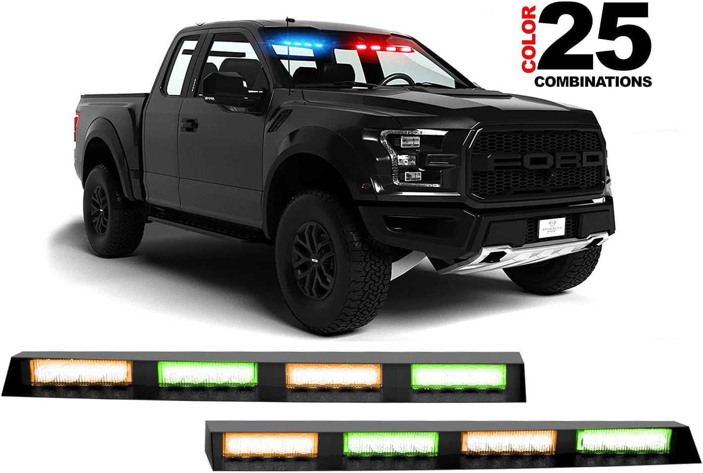 Extreme Tactical Dynamics Elemental 40 Visor Light LED Strobe Visor Light Interior Windshield Light Bar Split Mount Emergency Lights - Blue/White