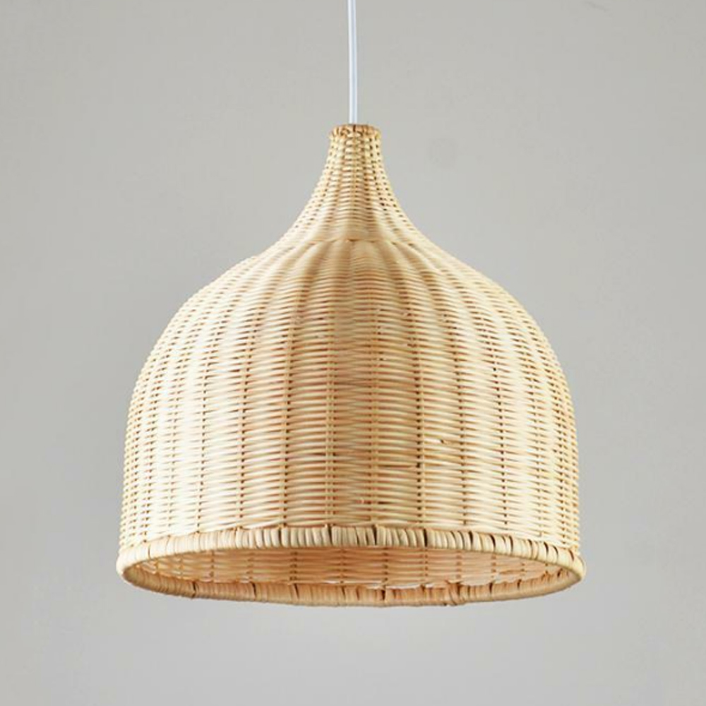 TFCFL Modern Bamboo Rattan Lights Fixture Bamboo Wicker Chandelier Basket Hanging Lamp Shades Decor 17.72"