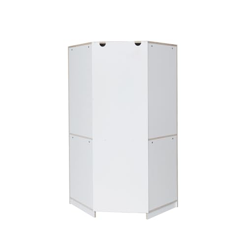 Merax Corner Wardrobe Closet Organizer with 2 Hanging Rails & Shelves, Open Style Clothes Storage Cabinet for Bedroom, Space-Saving Household Polygon Wooden Armoire, Easy Assembly, Natural