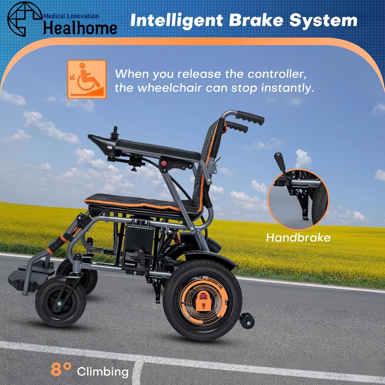 Lightweight Foldable Electric Wheelchairs for Adults, Portable Motorized Wheelchair for Senior, Up to 9 Miles Range, Easy to Use, Ships from USA, Black 66 pounds