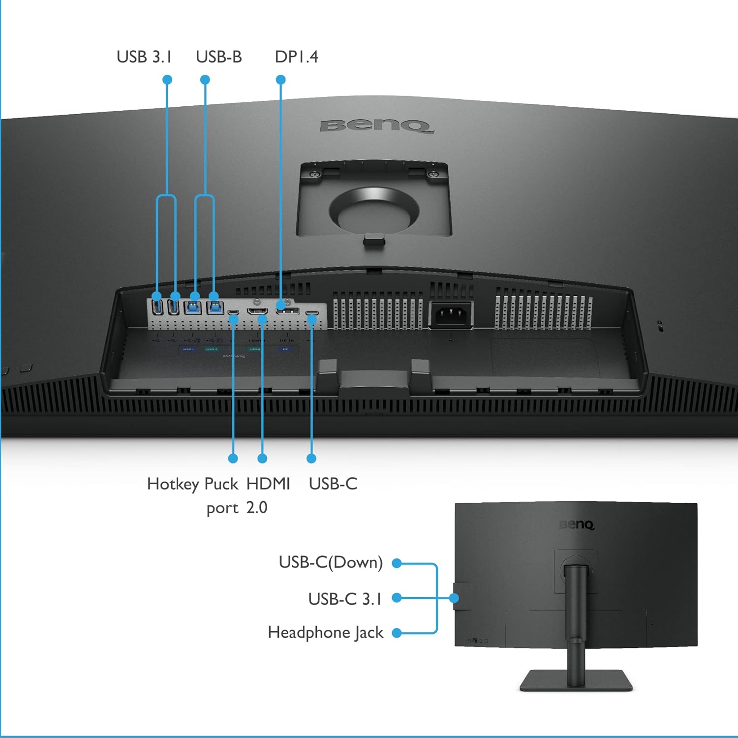 BenQ PD2705U 27 inch 4K UHD IPS Monitor USB-C, 99% sRGB and Rec.709, HDR10, Ergonomic Design, Eye-Care, Built-in Speakers