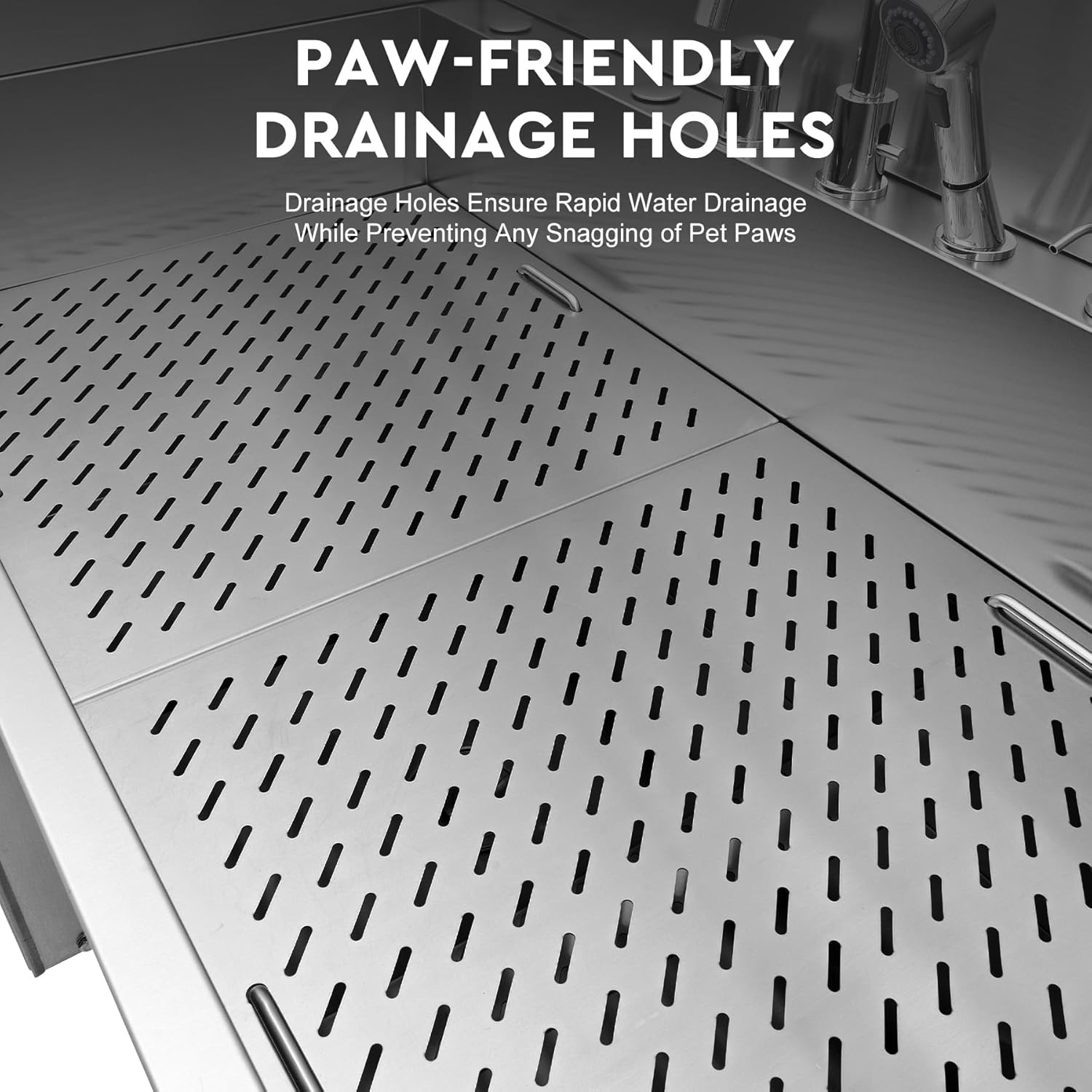 CO-Z Professional Dog Bathing Station, 50 in. Dog Grooming Tub with Nonskid Retractable Ramp for Large Dogs, Stainless Steel Dog Washing Station with Swivel Faucet Pull Out Showerhead Storage Drawer