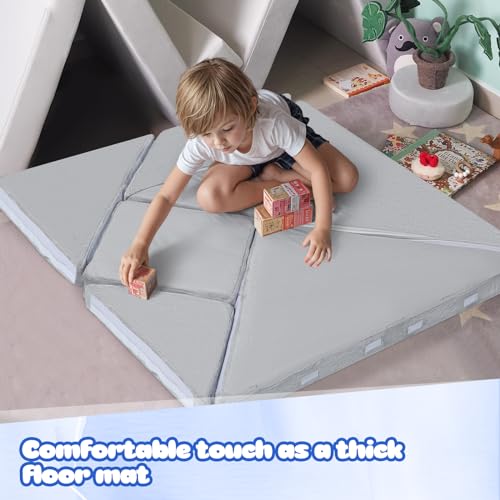 MeMoreCool Kids Couch Sofa Building Tangram Puzzle, Modular Kids Play Couch for Jigsaw Explorer, Buildable Foam Couch Block 7-Piece, Sectional Toddler Couch Children Convertible Sofa, Colorful