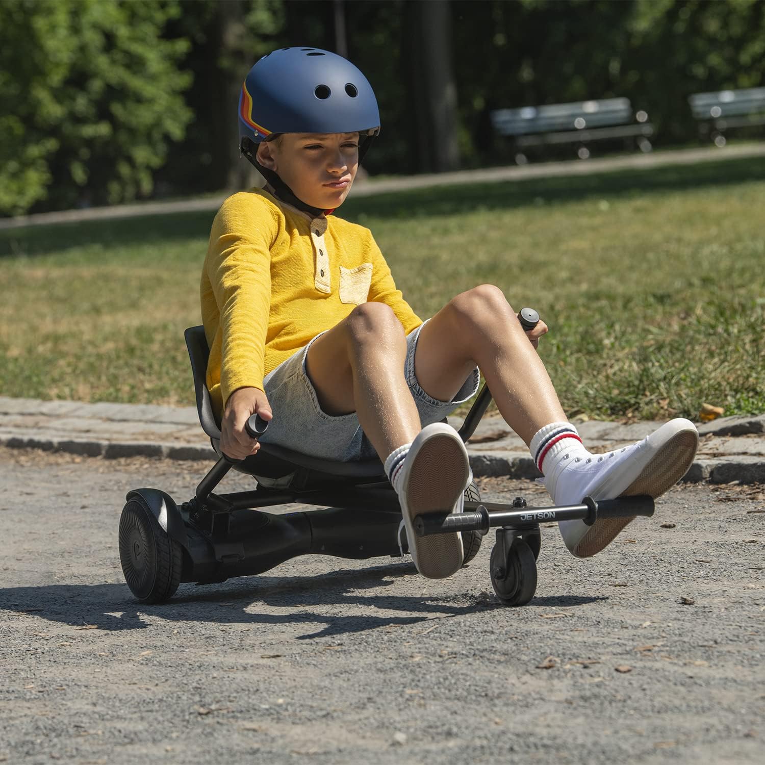 Jetson Rumble All-Terrain JetKart and Hoverboard Combo, 300-Watt Motor, Top Speed of 7 MPH, Max Range of Up To 7 Miles, Adjustable Frame, Ages 12+, Black, JKR2HB-BLK