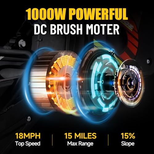 KOOZ HP112E 36V 1000W Electric Dirt Bike for Kids, 3 Speed Modes Teen Electric Motorcycle Up to 18 MPH & 15 Miles Long-Range, Dual Suspension & Disc Brake, 16" Sturdy Tire for Kids Teenagers, Orange