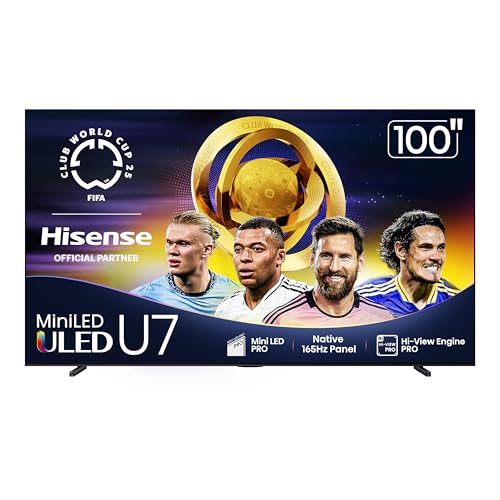 Hisense 85" Class U7 Mini-LED ULED 4K UHD Google Smart TV (85U75QG, 2025 Model) - QLED, Native 165Hz, VRR 288, Up to 3000 Nits, HDR10+, Dolby Vision IQ · Atmos, IMAX Enhanced, 2.1.2 Ch Surround