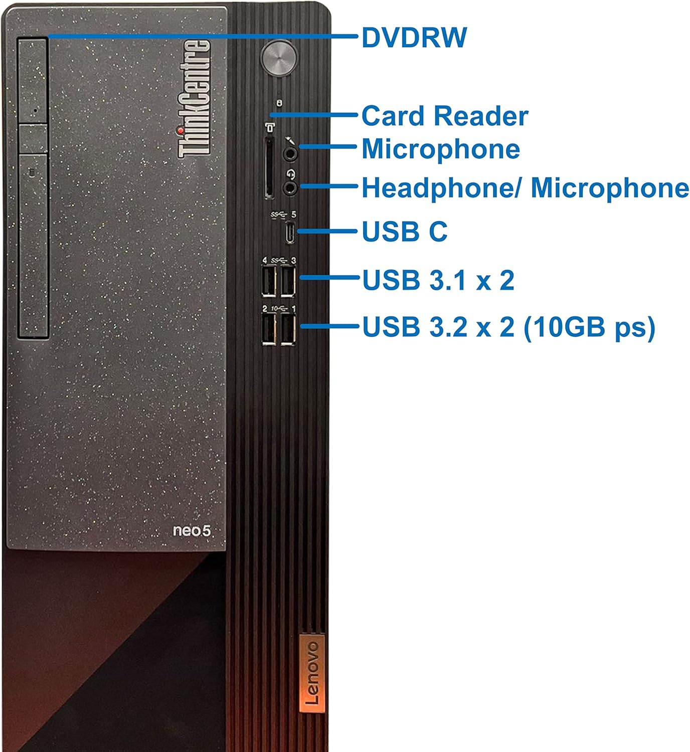 Lenovo ThinkCentre Neo 50T Gen3 Tower, Intel i9-12900K, 64GB Ram, 4TB NVMe SSD, DisplayPort, HDMI, VGA, DVDRW, USB C, SD Card Reader, Wi-Fi, BT, Windows 11 Pro, Black