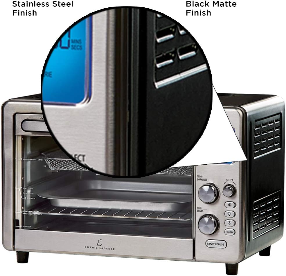 Emeril Lagasse Power Air Fryer 360 Max XL Family Sized Better Than Convection Ovens Replaces a Hot Air Fryer Oven, Toaster Oven, Rotisserie, Bake, Broil, Slow Cook, Pizza, Dehydrator & More. Emeril Cookbook. Stainless Steel. (MAX 15.6” 19.7” x 13”)